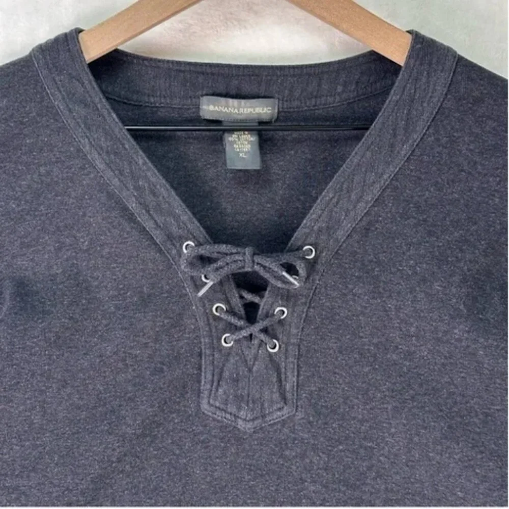 Banana Republic Grey Lace Up Corsette Sweater Long Sleeve XL